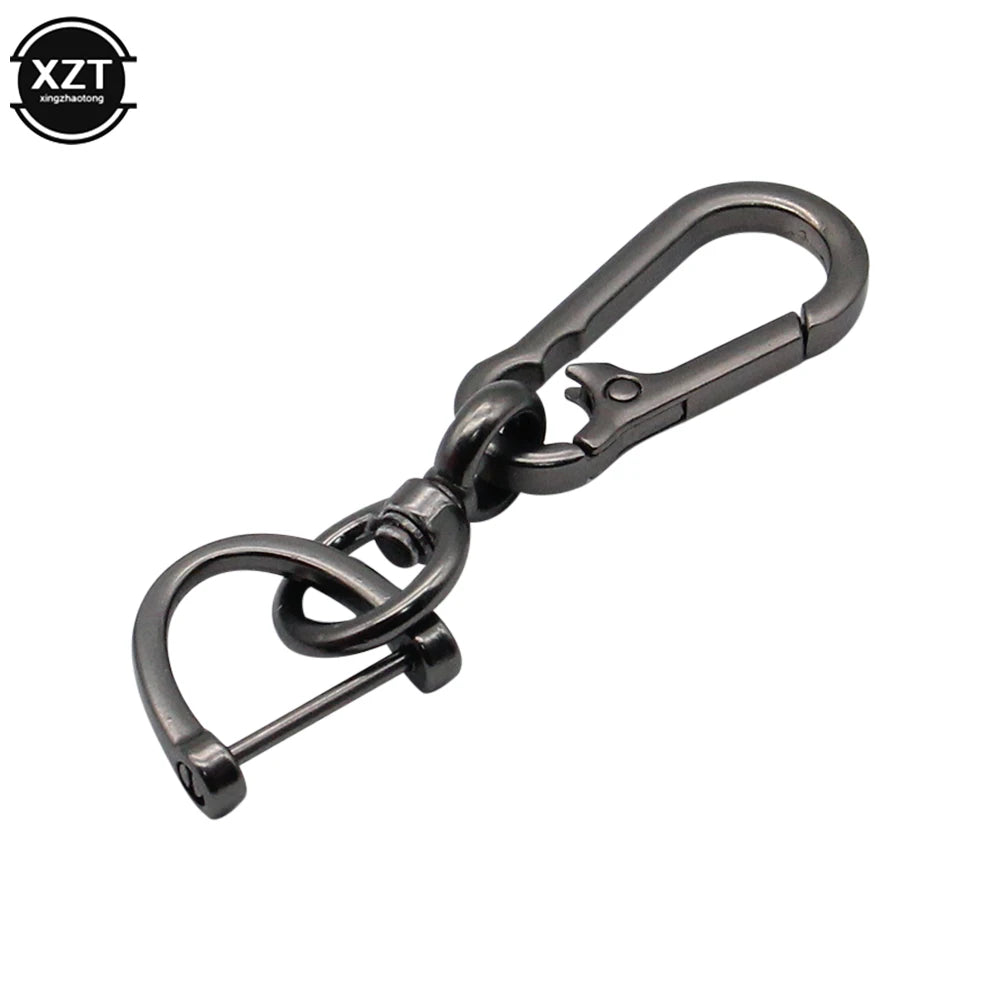 Car Keychain 360 Degree Rotating Horseshoe Buckle Leather Rope Key Chain detail view