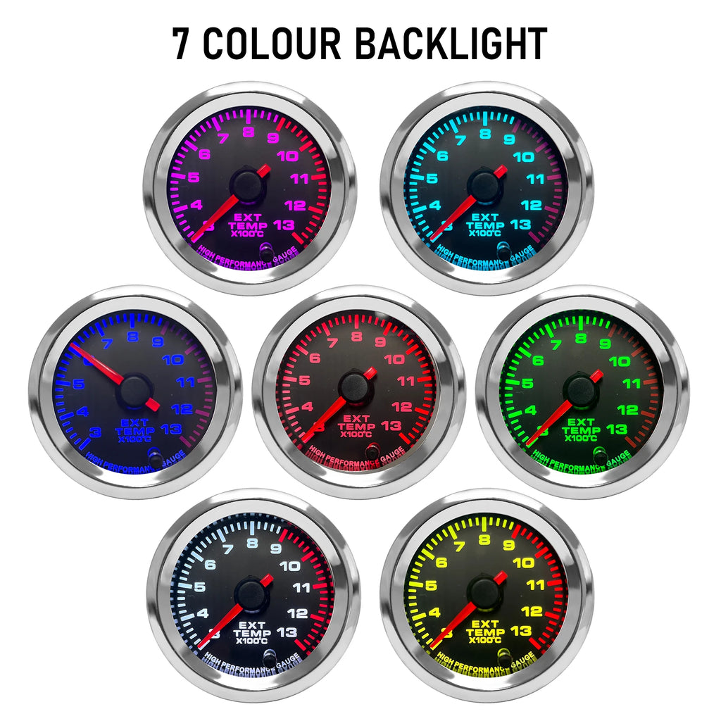 CNSPEED  2'' 52mm 1/8 NPT Car Exhaust Gas Temp Gauge 300-1300 Celsius 7 Colors Pointer EGT Gauge Meter With Stepper Motor