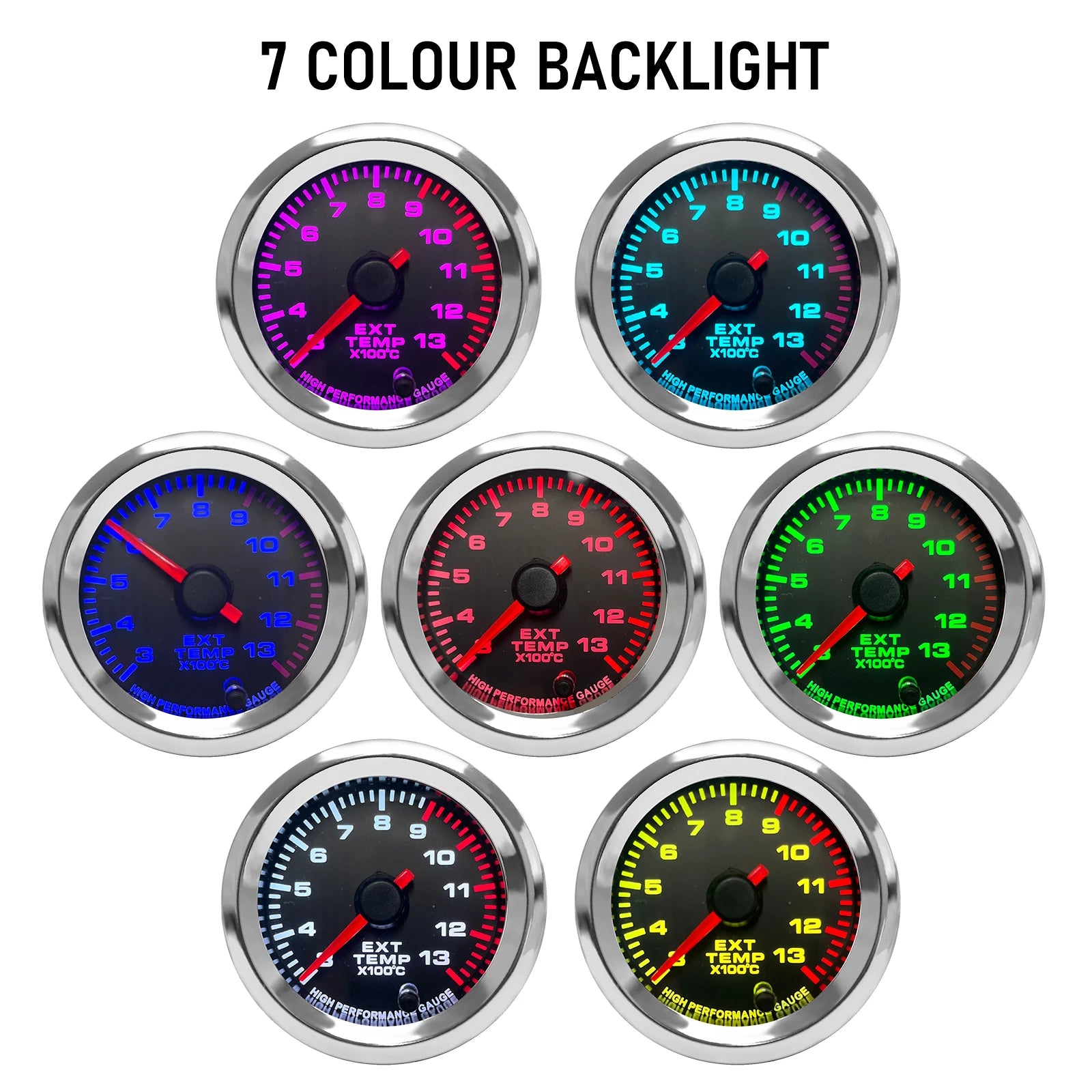 2'' 52mm 1/8 NPT Car Exhaust Gas Temp Gauge | 300-1300 Celsius EGT Gauge Meter with St close-up view