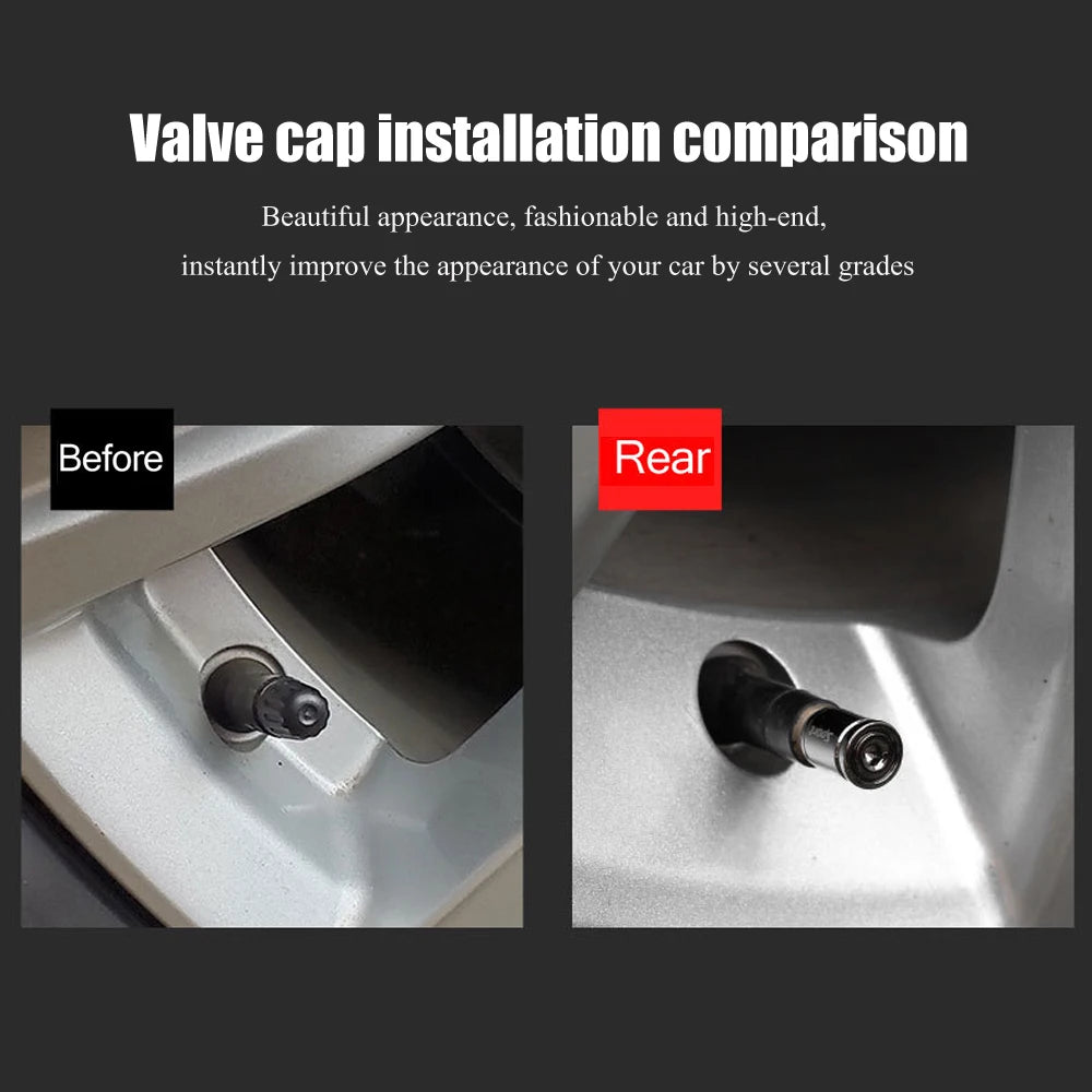 Tire Valve Stem Caps Set - Anti-theft Zinc Alloy Wheel Air Valve Covers for Cars, S additional angle