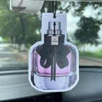 Pink perfume bottle bow car incense car perfume perfume stick fragrance pendant out of the wind mouth bag