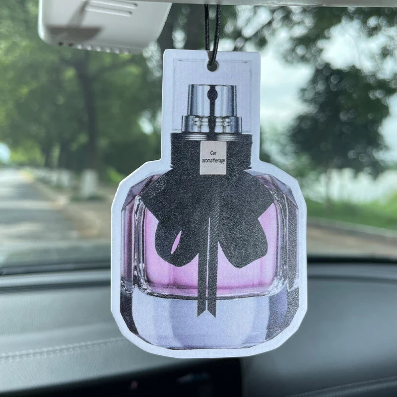 Pink perfume bottle bow car incense car perfume perfume stick fragrance pendant out of the wind mouth bag