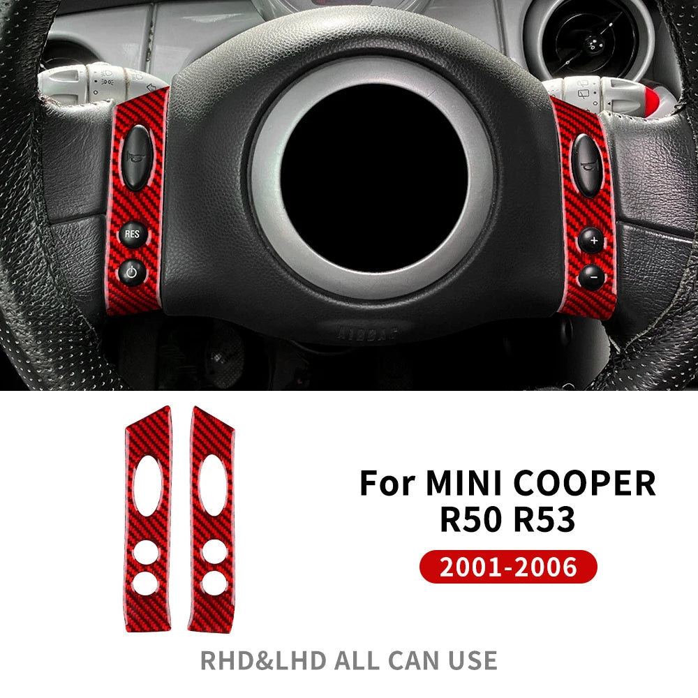 For Mini Cooper Hatch One R50 R53 2001-2006 Steering Wheel Button Sticker Strip Soft Car detail view