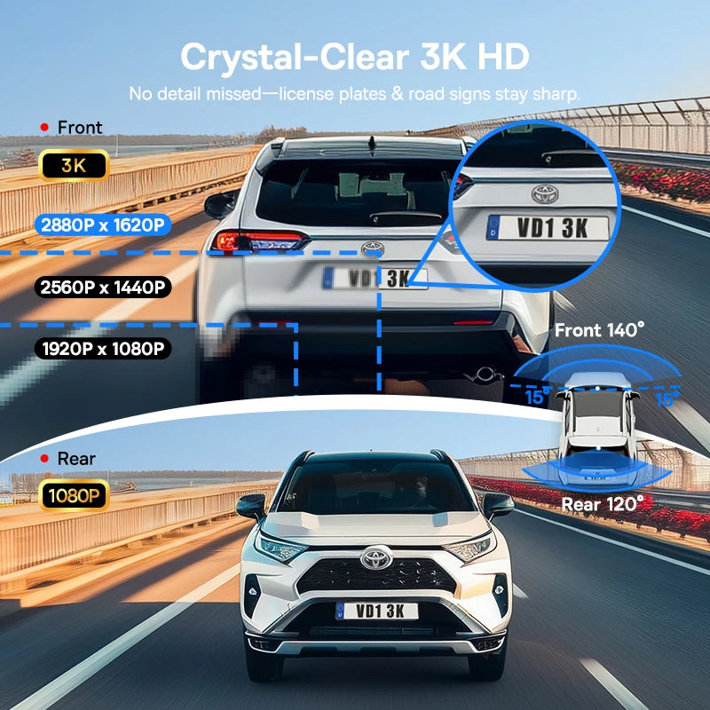 Baseus 3K Dash Cam VD1 Front and Rear Cam HD Built-in GPS Galileo Supercapacitor Car DVR detail view
