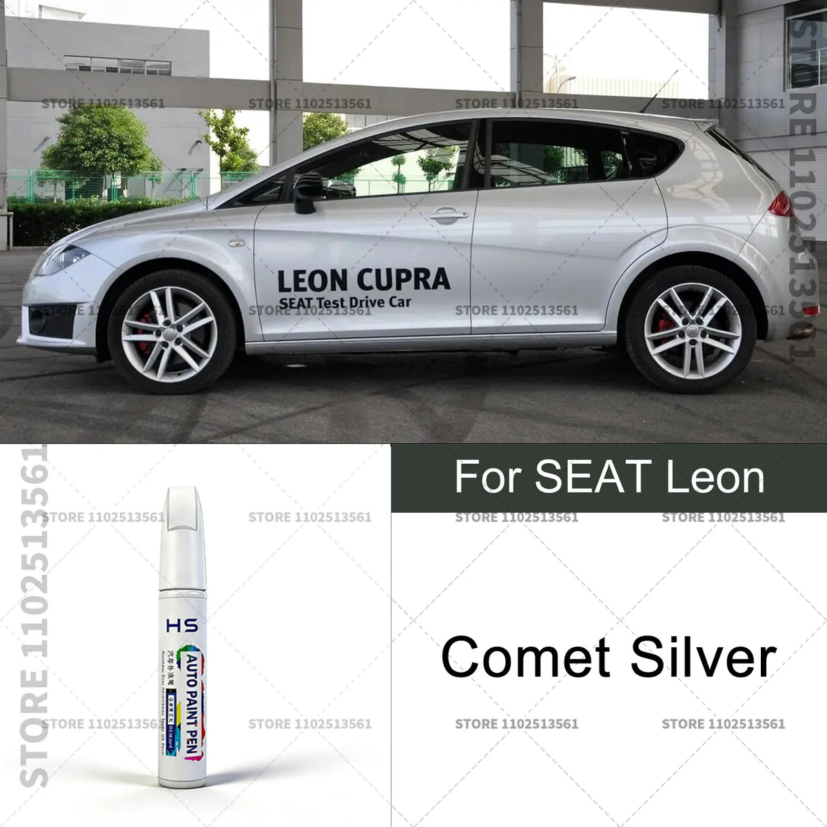 For SEAT Leon Red Silver Blue Gray Yellow White Snow White Car Paint Repair Pen Touch Up detail view