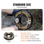 Electric Trailer Brake 12" x 2" Self-Adjusting Assembly | 2 Pairs 7000 lbs close-up view