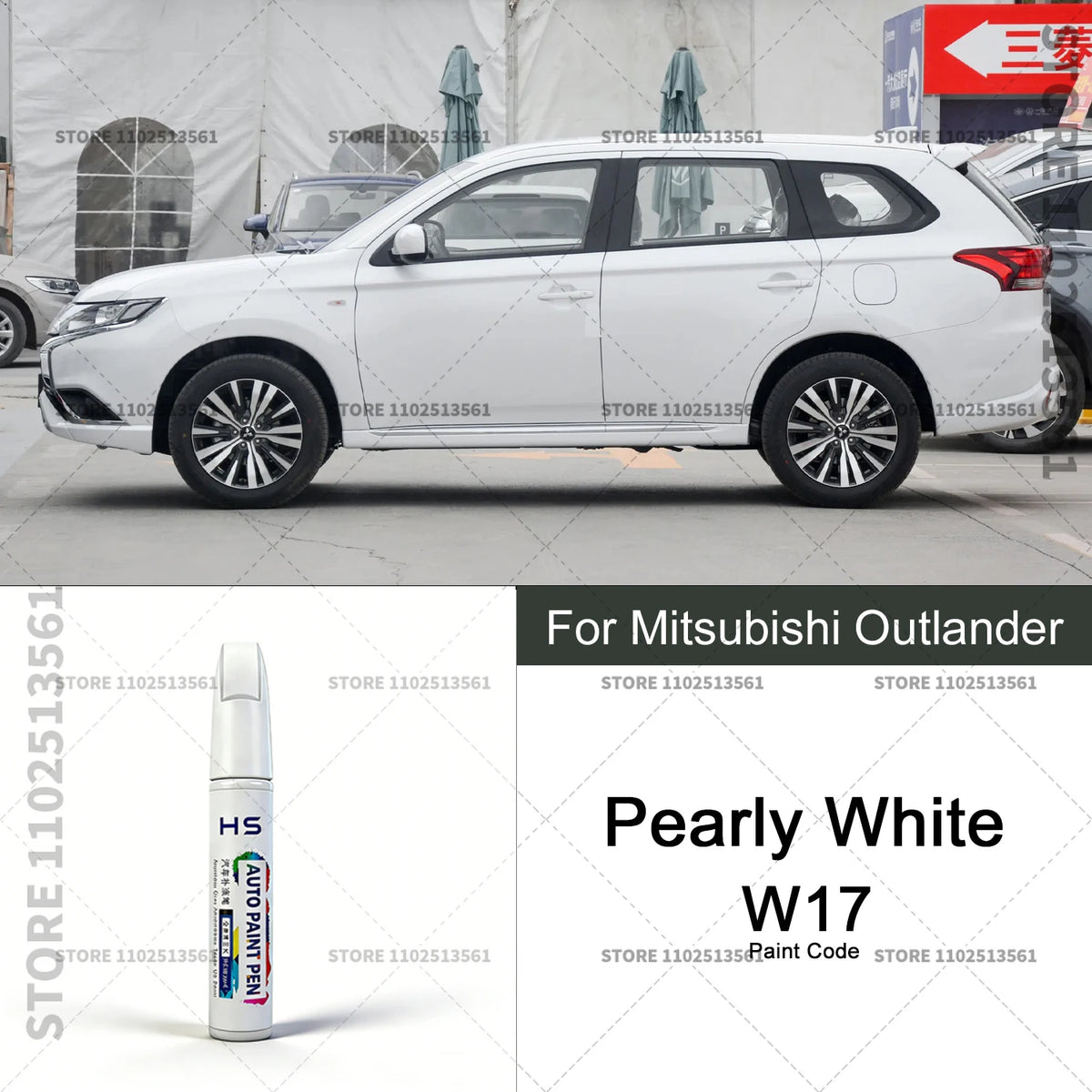 For Mitsubishi Outlander White W17 W85 Black Red P26 Gray AB Car Paint Repair Pen Touch detail view