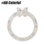 1PCS Car Bling Ring Crystal Car Stickers Rings Womens Car Decals, Push Start Button Bl close-up view