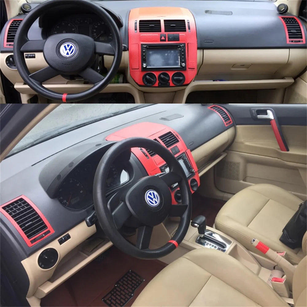 For Volkswagen Polo 2002-2010 Interior Central Control Panel Door Handle 5D Carbon Fi lifestyle view