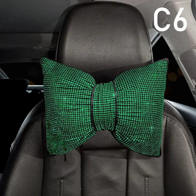 Ladies Car Interior Accessories Shiny Diamond Universal Car Seat Cover Fashion Luxury close-up view