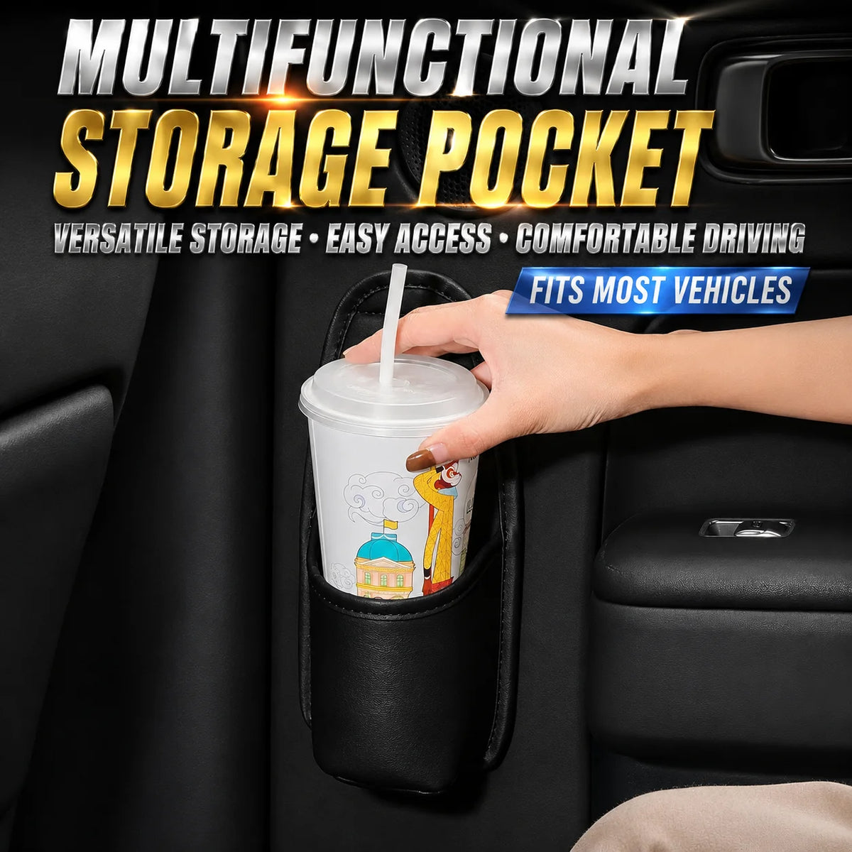 Car Door Cup Holder Waterproof PU Leather Mini Organizer alternate view
