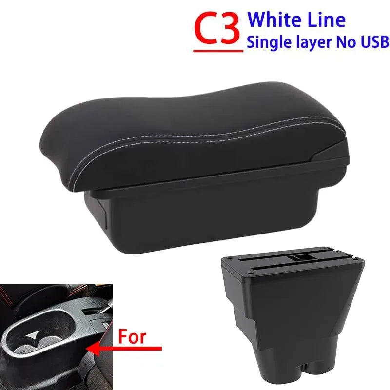 For Peugeot 207 Armrest Box Peugeot 207CC Interior Central Storage Box Pu Leather A additional angle