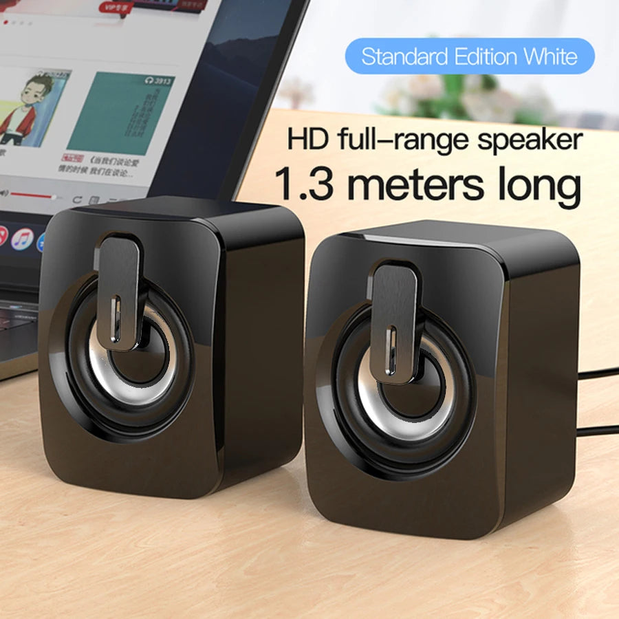 AyeBeau USB Computer Speaker | 2.0 Stereo Desktop Soundbar for PC Laptop close-up view