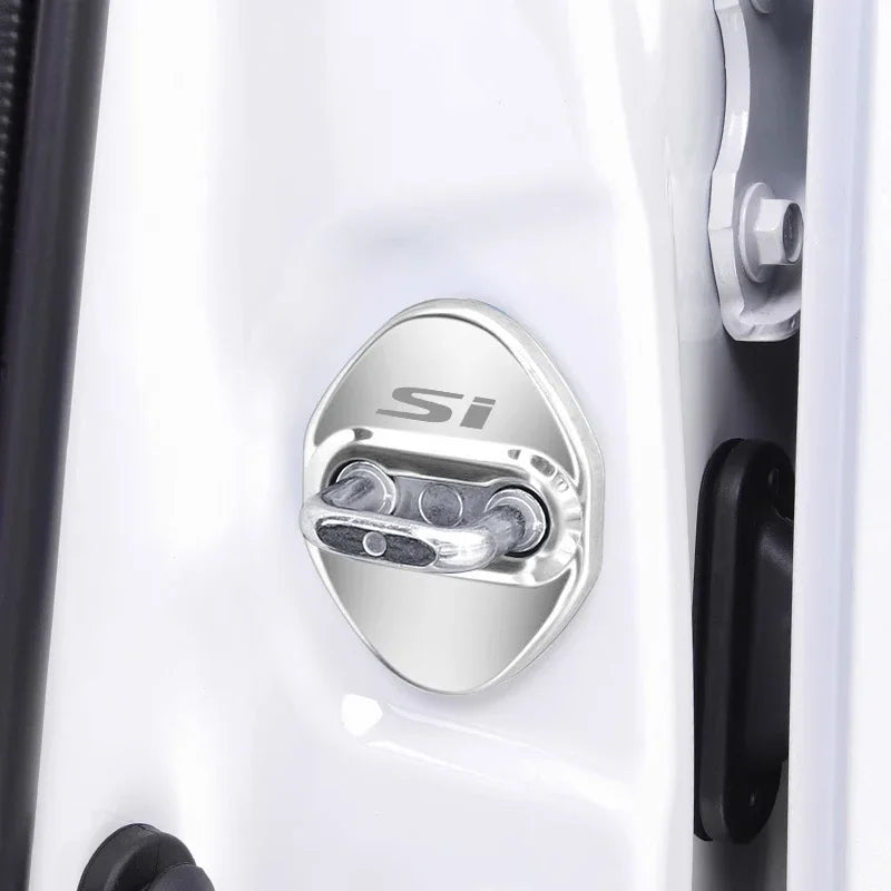 4PCS Stainless Steel Car Door Lock Cover Anti Rust Protective Buckle Sticker Decals Fo close-up view