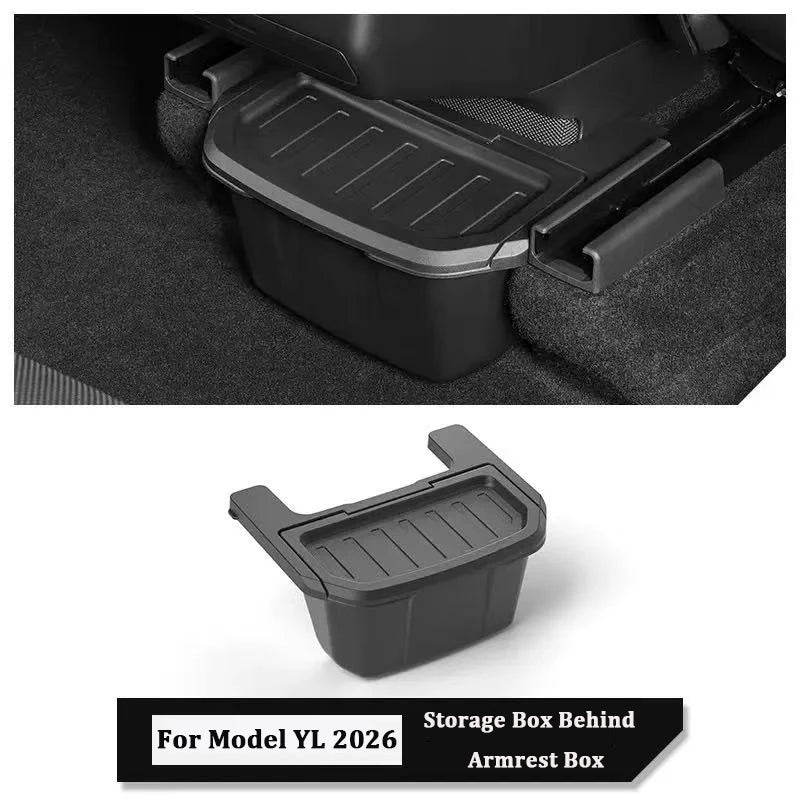 Armrest Rear Storage Box For Tesla Model YL 6-Seats 2026 TPE Center Console Under Air Vent Storage Case Trash Can Organizer Tray