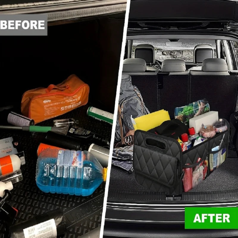 Waterproof Polyester Car Trunk Organizer for SUV with 6 Pockets Vehicle Storage Accessory