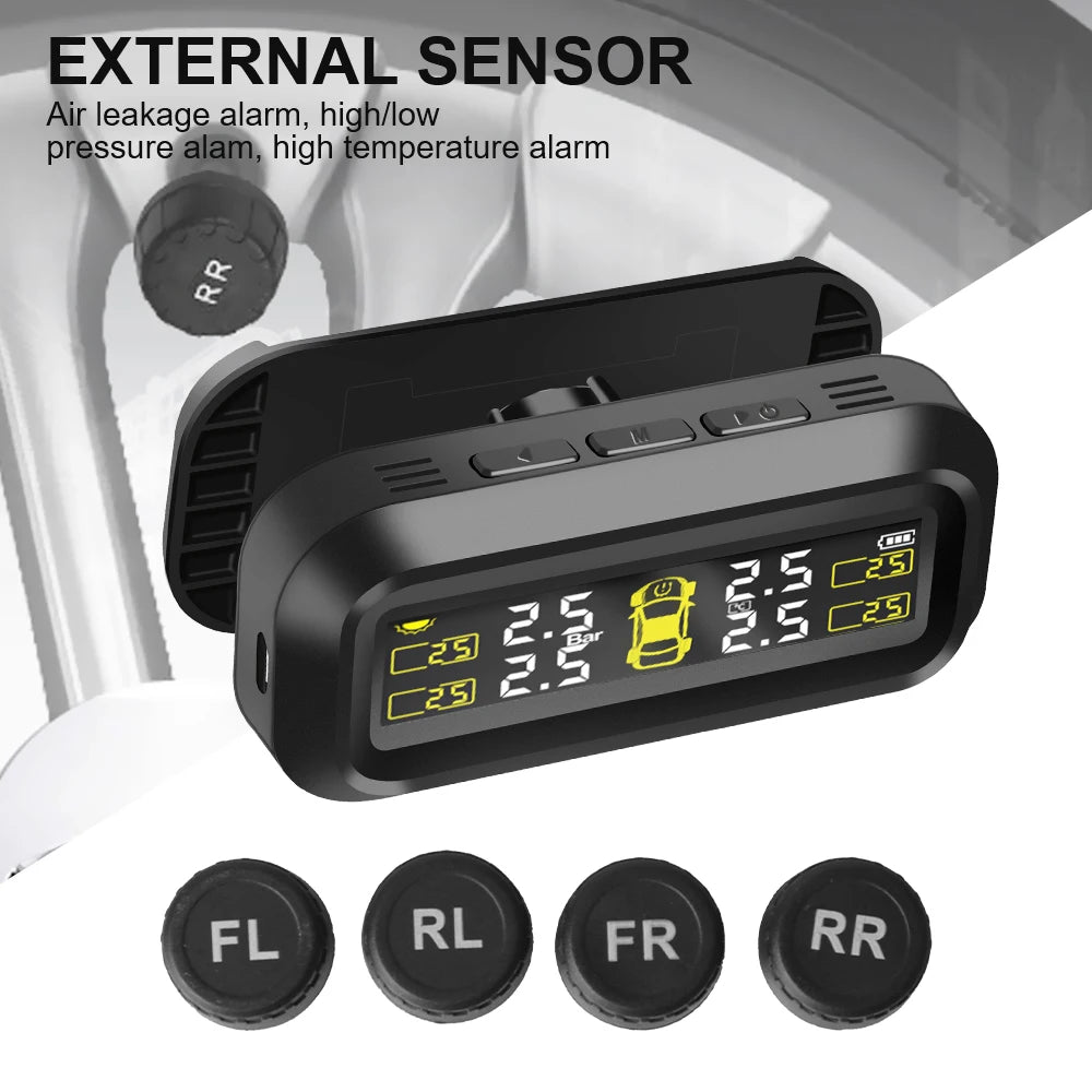 Tire Pressure Monitoring System Car Tyre Pressure Monitor Tyre Pressure Alarm With 4 External Sensor