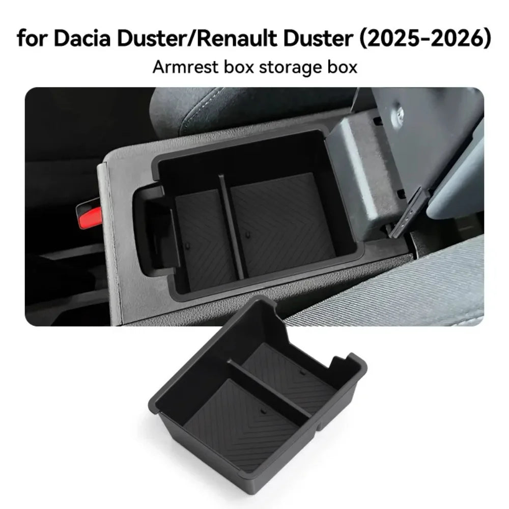 For Dacia Duster / Suitable for Renault Duster 2025-2026 Model 1. Car Armrest Storage Box, Interior