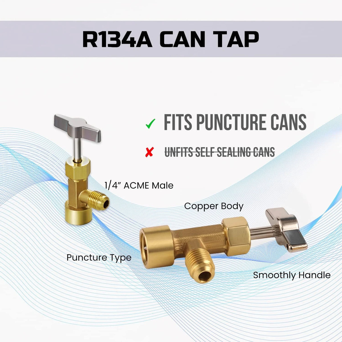 1/4 Thread Adapter R-134a Refrigerant Can Dispensing Bottle Tap Opener Valve 60*35mm C close-up view