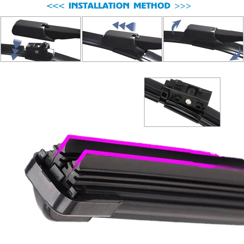 Car Windshield Wiper Blades | Universal Soft Double Layer Rubber Frameless Bracketl additional angle