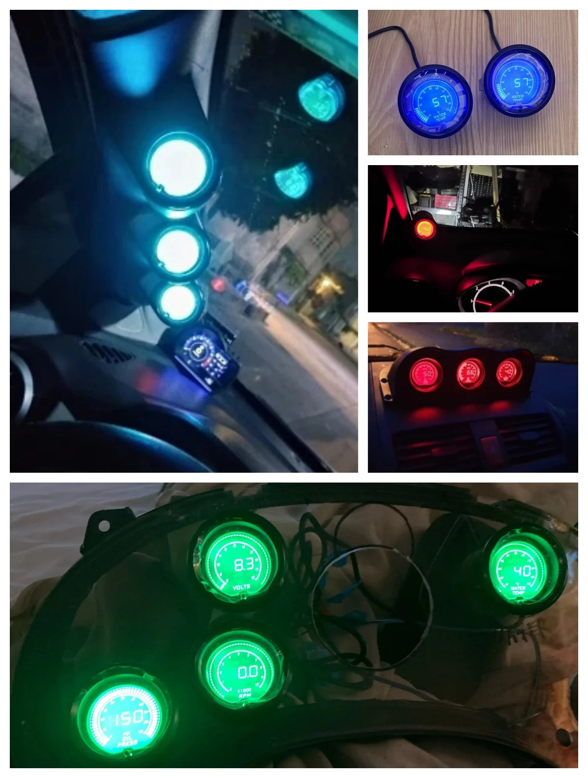 52mm Car Gauge Set | 7 Color LCD Digital Display Tachometer Boost Water Temp Oil Te additional angle