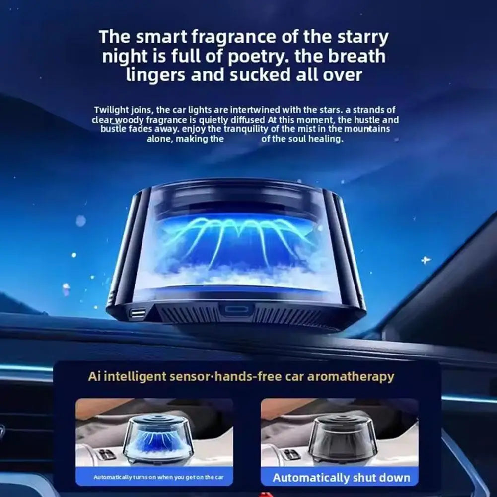 Snow Mountain Smart Car Fragrance Diffuser Rechargeable Mist Diffuser Auto Freshener Car Air Cloud RGB Interior Light Air W J5V6