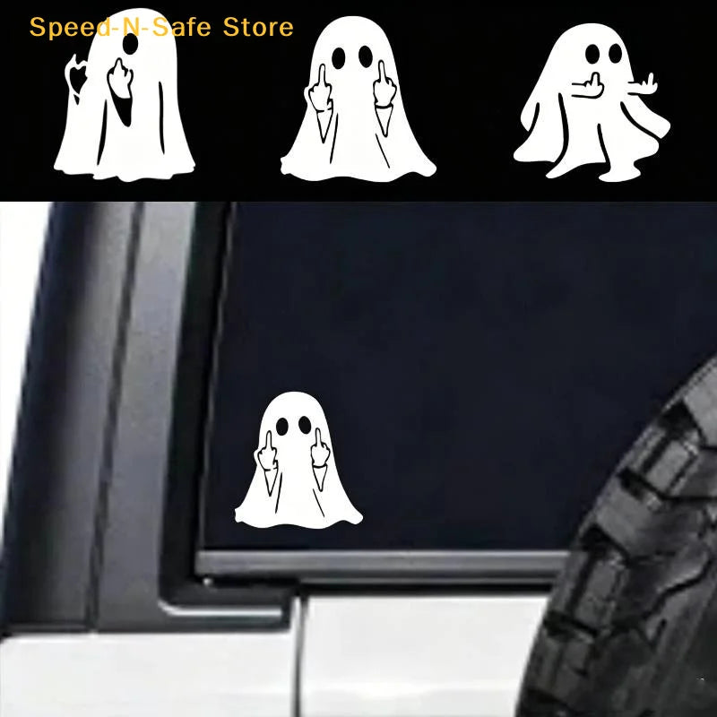 Funny Middle Finger Ghost Motorcycle Car Sticker Waterproof Weather Proof Decal for Auto Window Bump