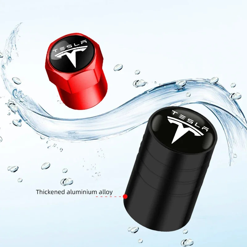 4Pcs Alloy Tesla Valve Caps | Dust Cover for Model 3 Y S X Cybertruck Roadster additional angle