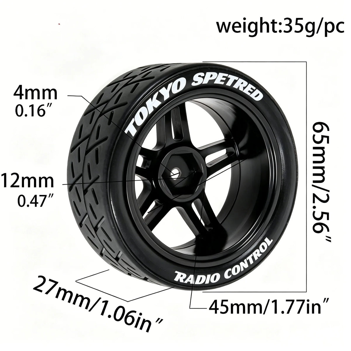 1/10 RC Touring Car Tires With Wheels 12mm Hex For Tamiya TT01 TT02 lifestyle view