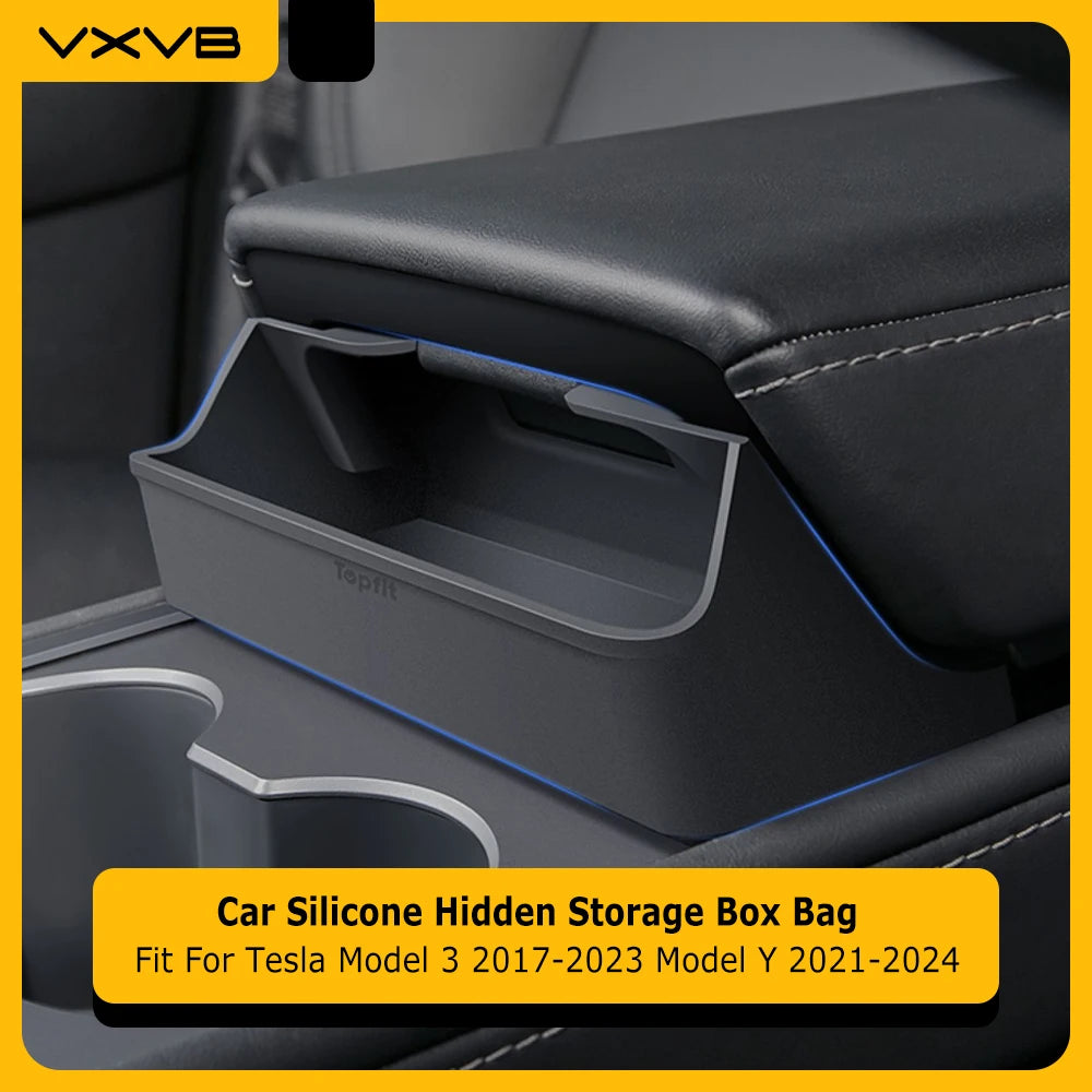 For Tesla Model 3 Model Y Accessories 2023 Central Control Armrest Box Phone Pocket Car Glasses Case