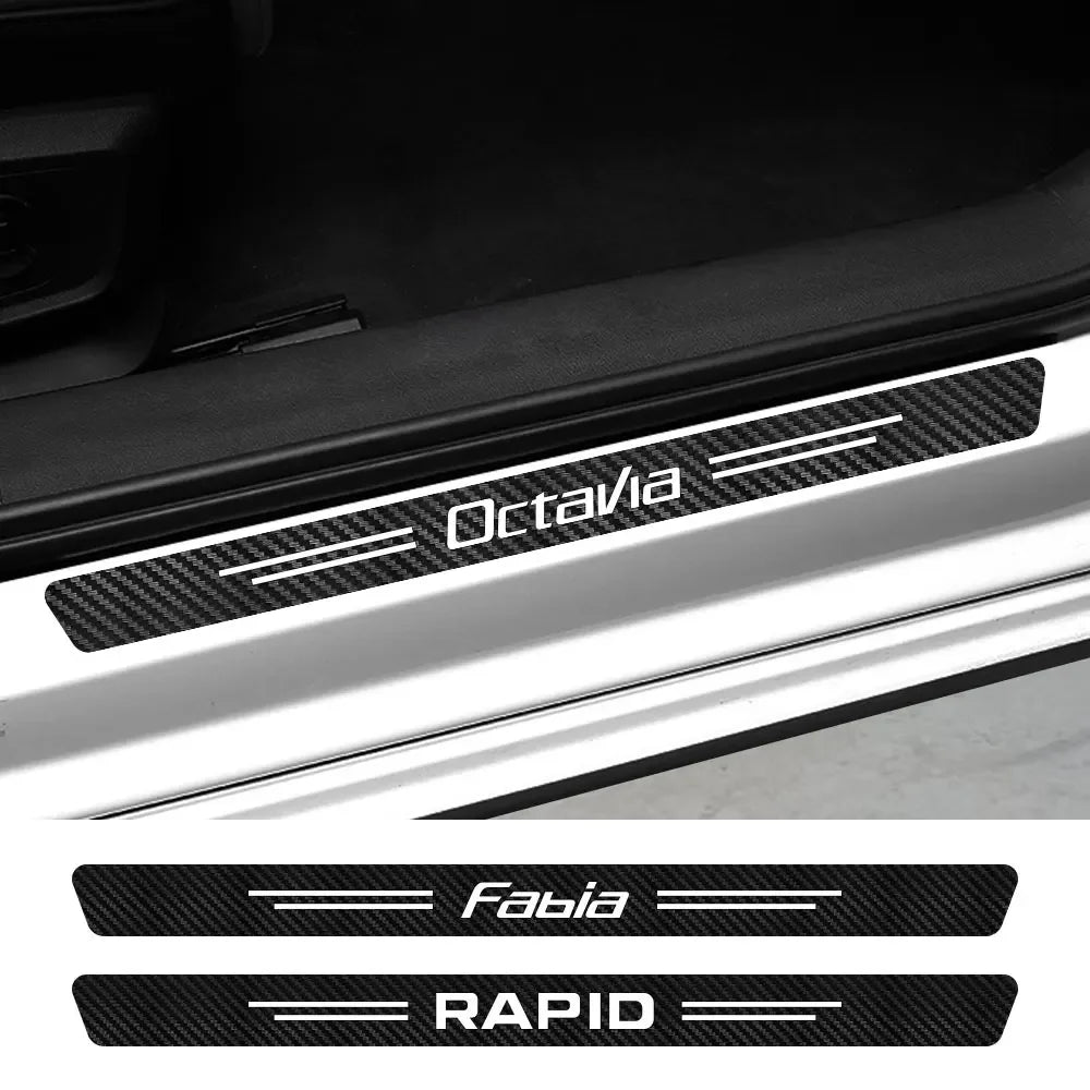 For Skoda Fabia Octavia Kamiq Karoq Kodiaq Rapid Scala Superb 4PCS Car Door Sill Threshold Decals |