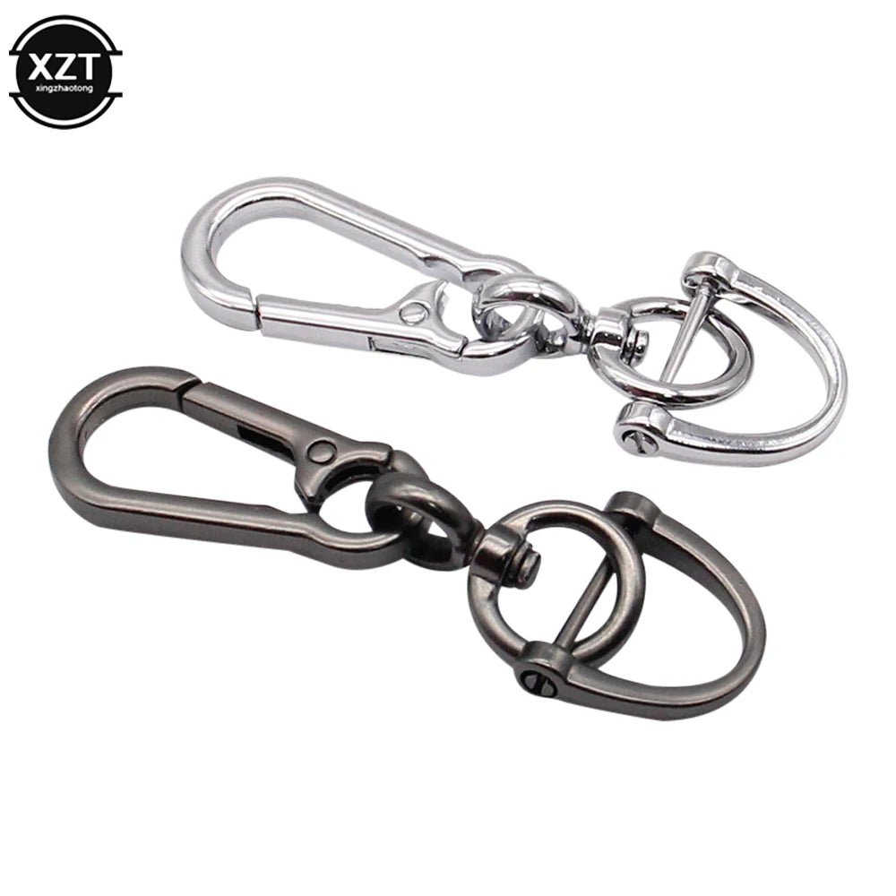 Car Keychain 360 Degree Rotating Horseshoe Buckle Leather Rope Key Chain