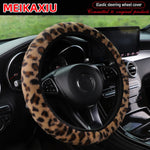 Leopard Print Winter Steering Wheel Cover Soft Comfortable 14.5-15 Inch Rimless Car A alternate view