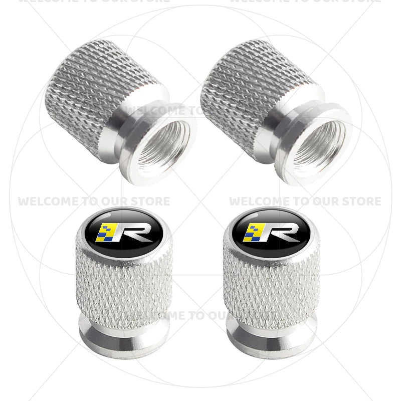 For Volvo R Design Emblem Aluminum Tire Valve Caps | 4-Pack Dust Covers lifestyle view