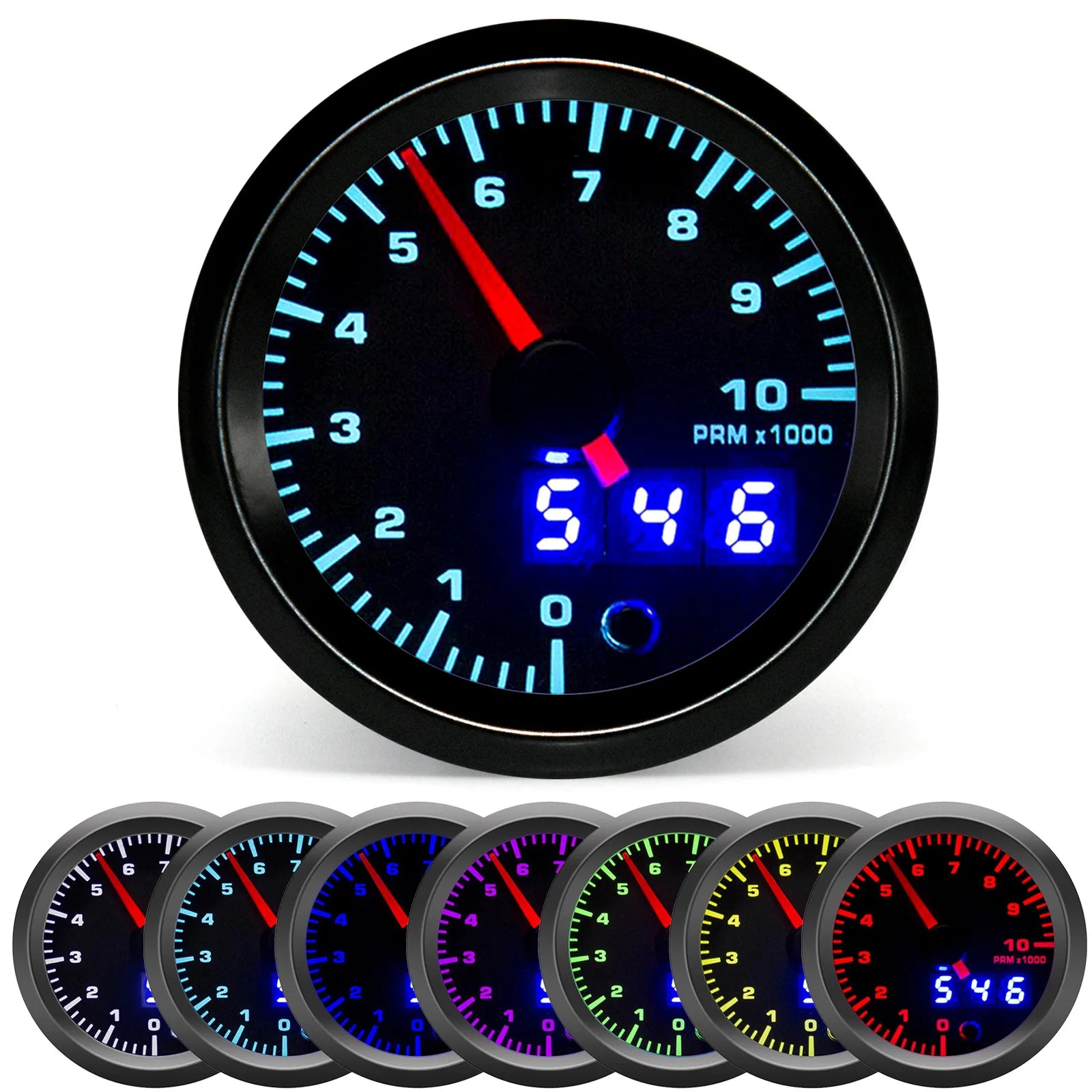 2" 52mm 7 Colors LED Dual Display Car Gauge Set | Boost Water Oil Temp Pressure Voltm alternate view