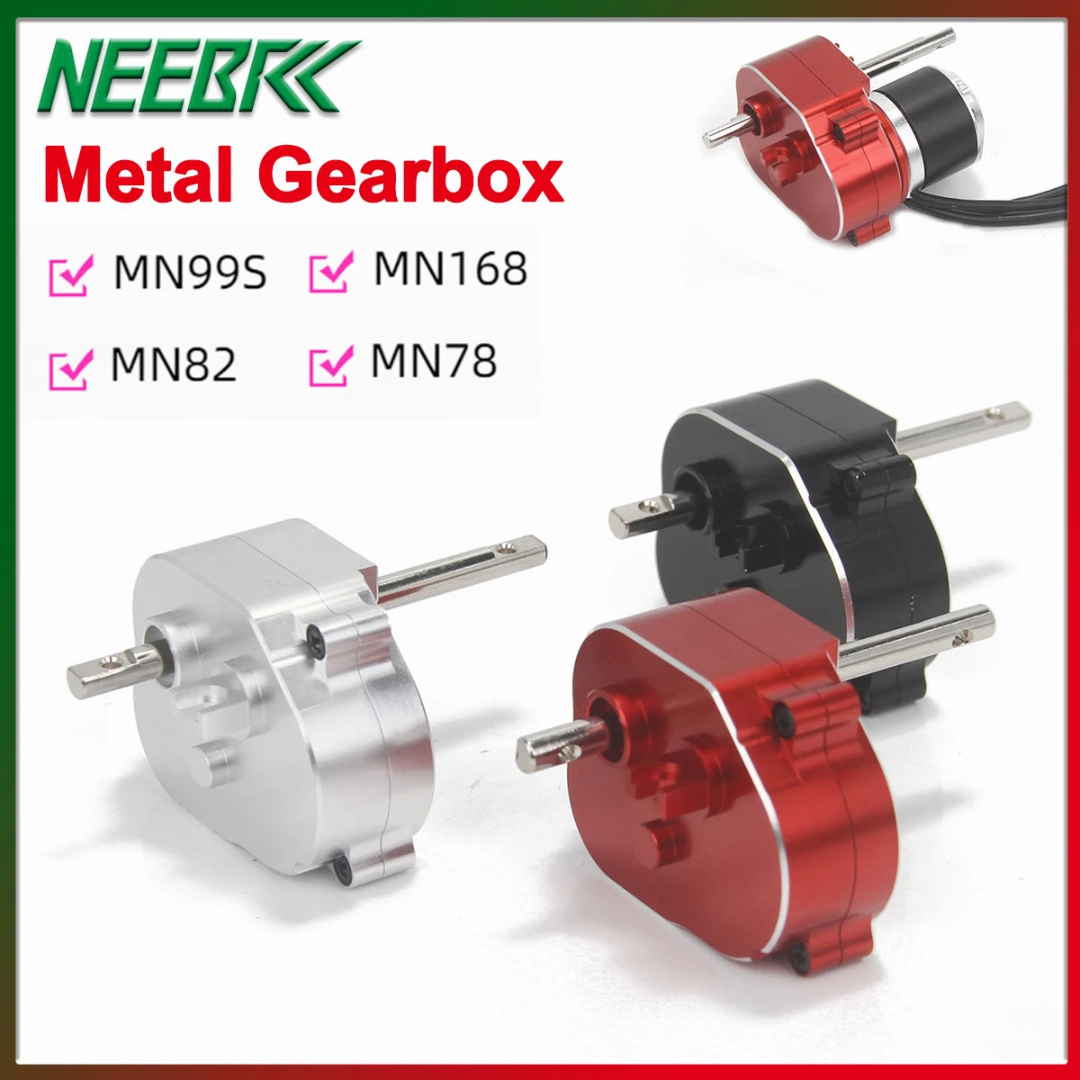 Full Metal Transmission Gearbox for 1/12 RC Car Crawler MN Model MN82 MN78 MN99S MN168 MN98 370 Motor Upgrade Parts Accessories