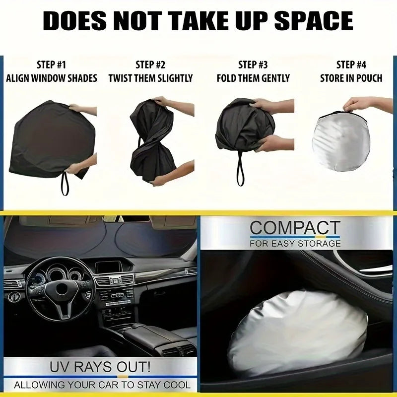 Cartoon Folding Car Sunshade Windshield Protector | UV and Heat Protection for Vehicle close-up view