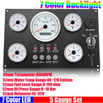 Engine Dash Instrument Panel 5 Gauge Set | 7 Color LED 85mm Tachometer for RV Boat Custo detail view