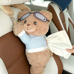Cute Bear Napkin Organizer Car Tissue Holder for Seat Back Headrest SUVs MPVs Trucks