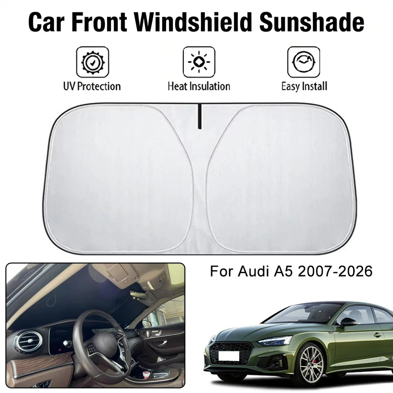 Front Windshield Sunshade Cover For Audi A5 2007-2026, UV Block, Heat Insulation, Interior Sun Prote