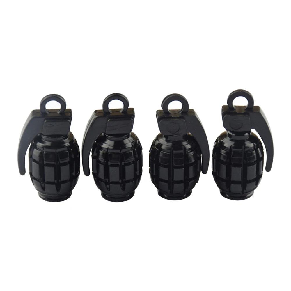 4Pcs Grenade Design Aluminum Alloy Valve Stem Caps | Car Truck Motorcycle Tire Access lifestyle view