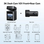 Baseus 3K Dash Cam VD1 Front and Rear Cam HD Built-in GPS Galileo Supercapacitor Car DVR detail view