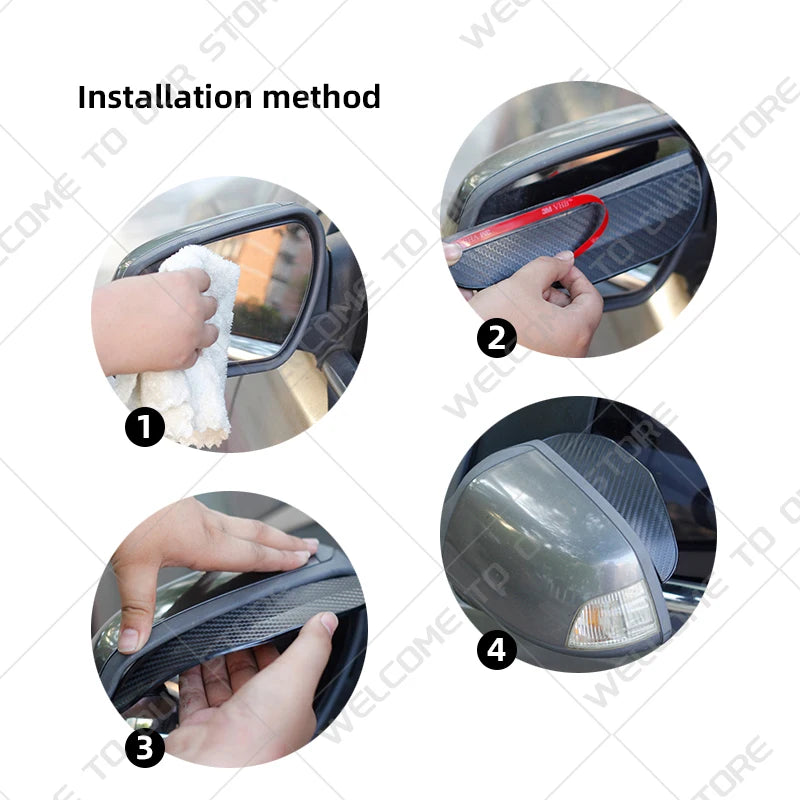 2PCS Car Rearview Mirror Rain Eyebrow | Carbon Fiber Rain Shield Cover additional angle