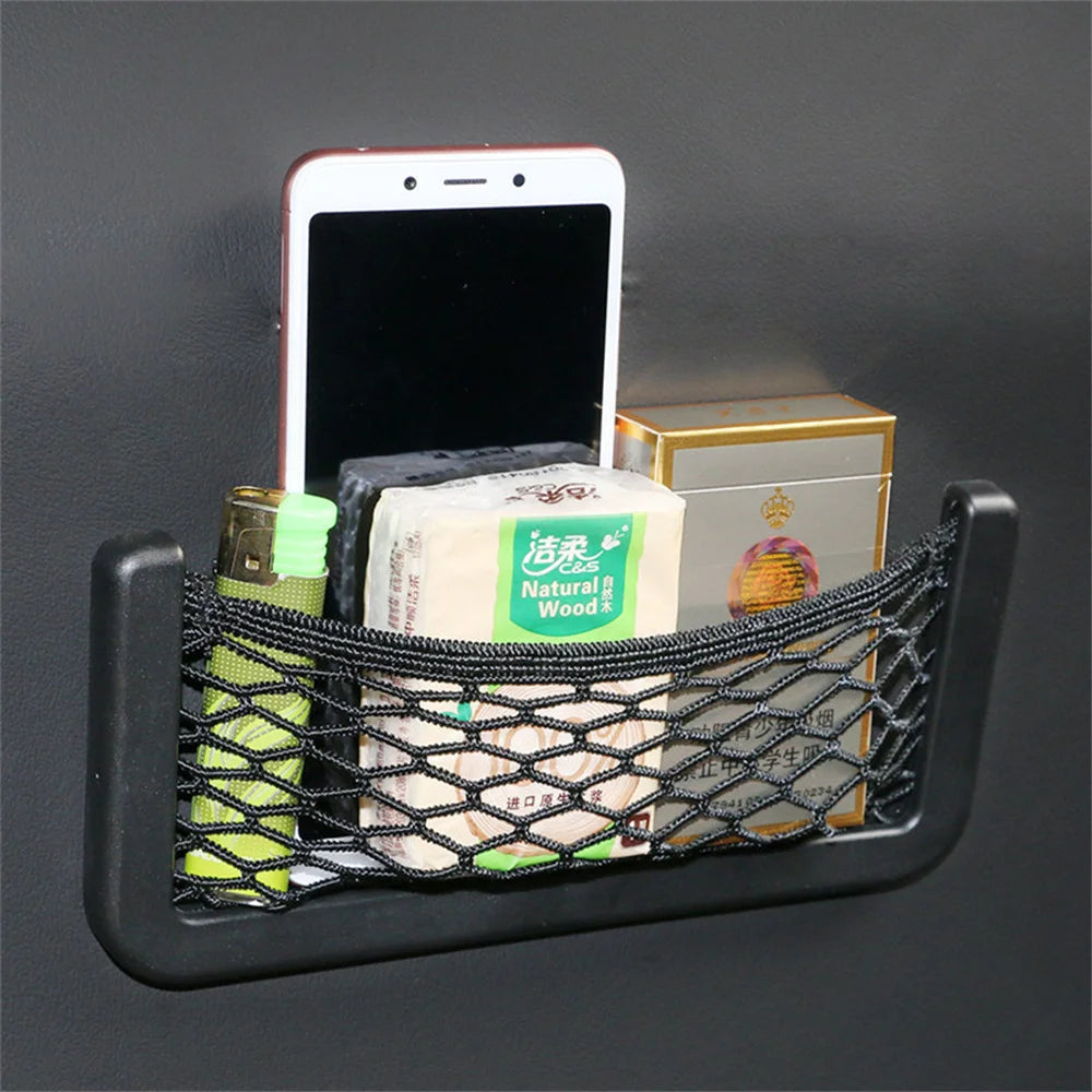 Car Net Pocket Phone Holder Storage Bag Auto Paste 8*15CM alternate view