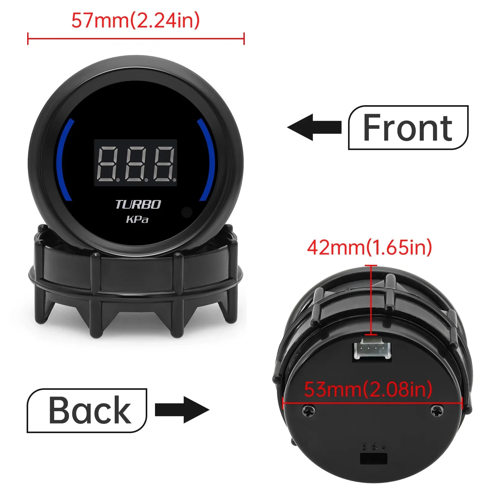 52mm Car Gauge Set | Digital Turbo Boost Water Temp Oil Pressure Voltmeter alternate view