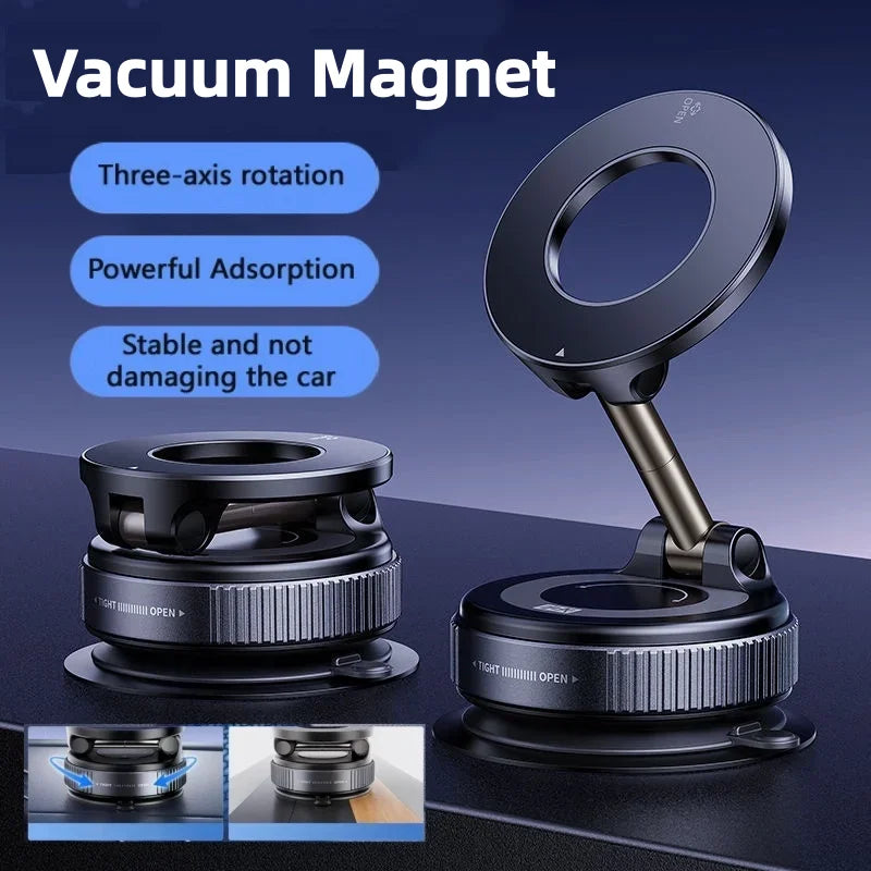 Super Strong Car Phone Holder | Vacuum Magnetic Suction Cup Mount with 360 Rotation