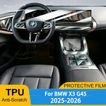 For BMW X3 G45 2025 2026 TPU Car Navigation Screen Film Gearbox Protective Sticker Anti-scratch Inte