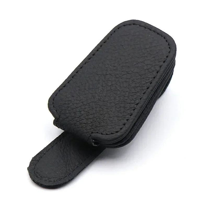 Leather Sunglasses Holder for Car Sunshade detail view
