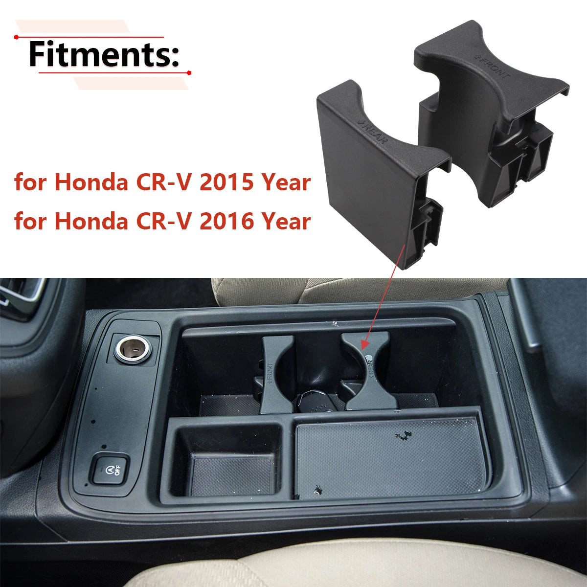 1Set Front Console Center Cup Holder for Honda CR-V 2015 2016 | Direct Replacement Pl alternate view