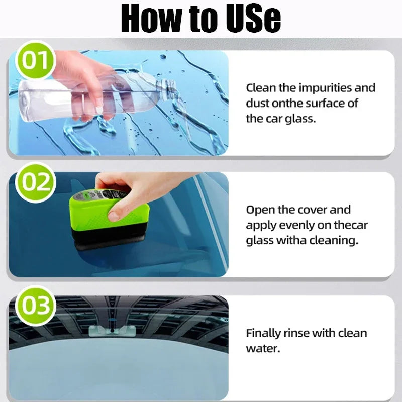 Automotive Car Oil Film Cleaning Brush-150ml Glass Oil Film Remover for Car Window- additional angle